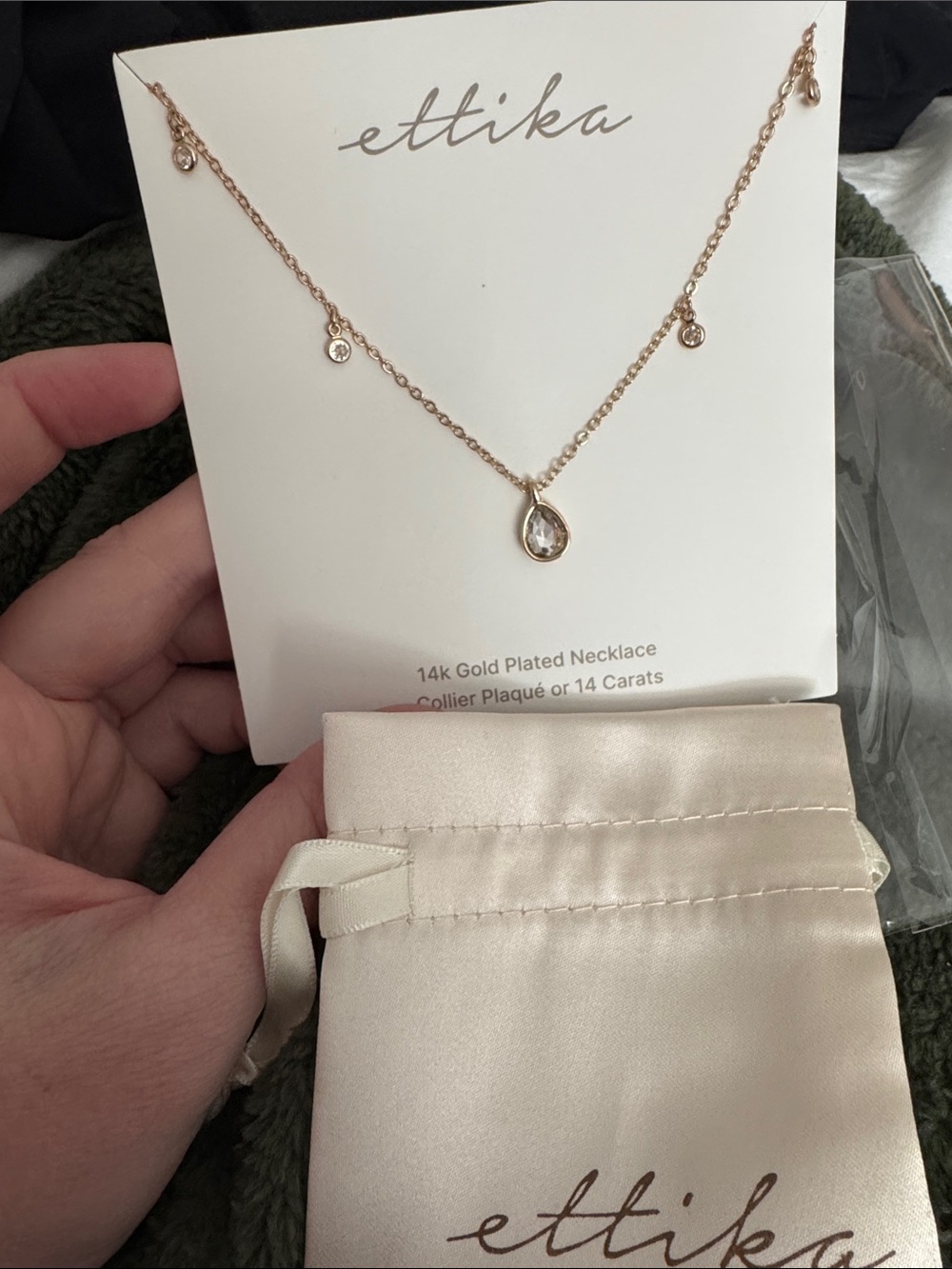 ettika Rose Gold Teardrop Pendant Necklace with Accent Crystals